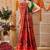 Red printed silk cotton ethnic saree with blouse piece