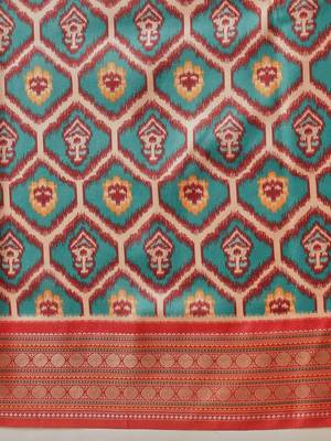 Multicolor woven art silk traditional saree with blouse piece 5