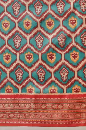 Multicolor woven art silk traditional saree with blouse piece