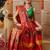 Red printed silk cotton ethnic saree with blouse piece