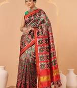 Multicolor woven art silk traditional saree with blouse piece