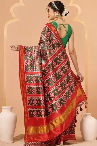 Multicolor woven art silk traditional saree with blouse piece