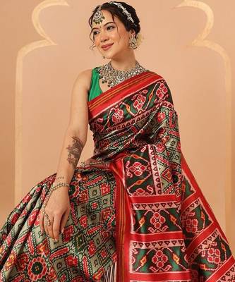 Multicolor woven art silk traditional saree with blouse piece 3