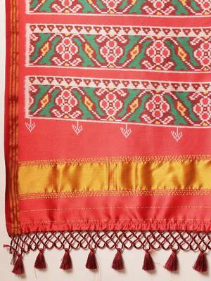 Multicolor woven art silk traditional saree with blouse piece 4