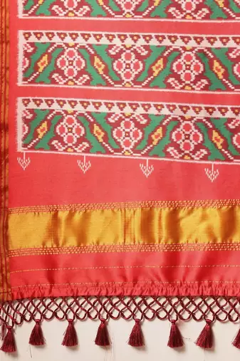 Multicolor woven art silk traditional saree with blouse piece