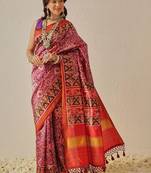 Purple woven art silk traditional saree with blouse piece