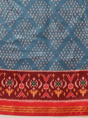 Blue woven art silk traditional saree with blouse piece 5
