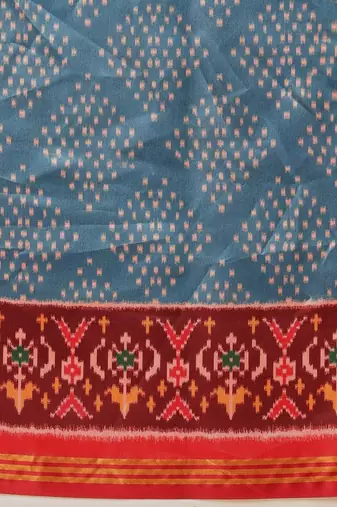 Blue woven art silk traditional saree with blouse piece