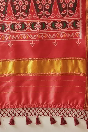 Multicolor woven art silk traditional saree with blouse piece