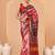Pink printed art silk ethnic saree with blouse piece