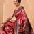 Pink printed art silk ethnic saree with blouse piece