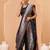 Navy blue woven art silk traditional saree with blouse piece