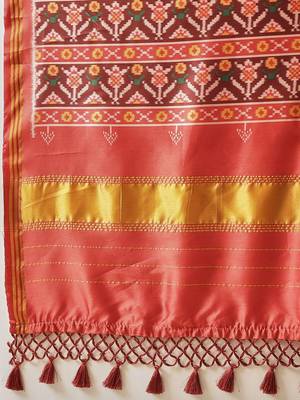 Red woven art silk traditional saree with blouse piece 4