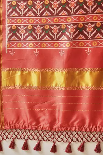 Red woven art silk traditional saree with blouse piece