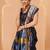 Navy blue woven art silk traditional saree with blouse piece