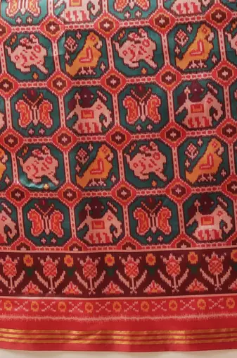 Red woven art silk traditional saree with blouse piece