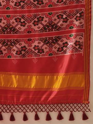 Red woven art silk traditional saree with blouse piece 4