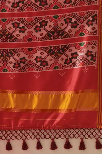 Red woven art silk traditional saree with blouse piece