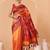 Orange woven art silk traditional saree with blouse piece