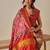 Red printed art silk ethnic saree with blouse piece