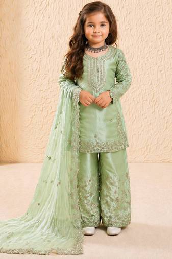 pista pure gmy silk salwar suit set with heavy embroidery 3 mm sequence & coding dori work - designer party wear
