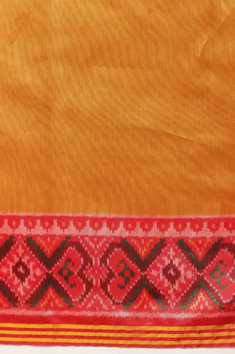 Orange woven art silk traditional saree with blouse piece