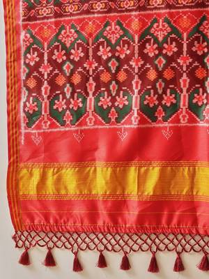 Pink woven art silk traditional saree with blouse piece 4