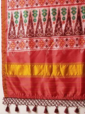 Green woven art silk traditional saree with blouse piece 4