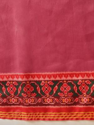 Pink woven art silk traditional saree with blouse piece 5