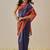 Navy blue woven art silk traditional saree with blouse piece