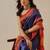 Navy blue woven art silk traditional saree with blouse piece