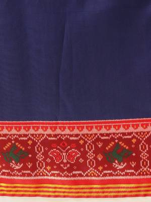 Navy blue woven art silk traditional saree with blouse piece 5