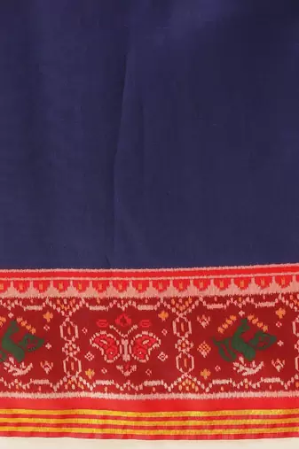 Navy blue woven art silk traditional saree with blouse piece