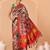 Off white printed art silk ethnic saree with blouse piece