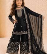 black pure gmy silk salwar suit set with heavy embroidery 3 mm sequence & coding dori work - designer party wear