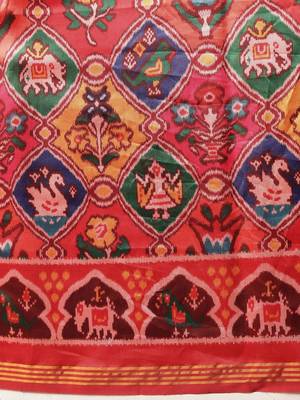 Red woven art silk traditional saree with blouse piece 5