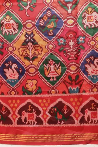 Red woven art silk traditional saree with blouse piece