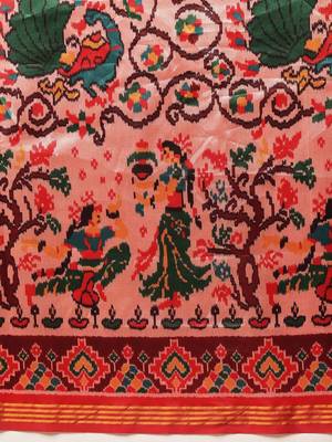 Off white printed art silk ethnic saree with blouse piece 5