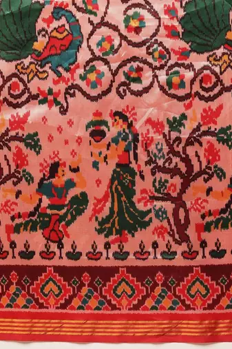 Off white printed art silk ethnic saree with blouse piece