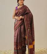 Maroon woven art silk traditional saree with blouse piece