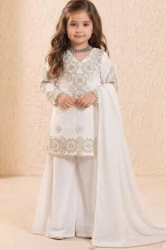 white heavy fox georgette salwar suit set with heavy embroidery 3 mm sequence work - designer party wear