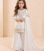 white heavy fox georgette salwar suit set with heavy embroidery 3 mm sequence work - designer party wear