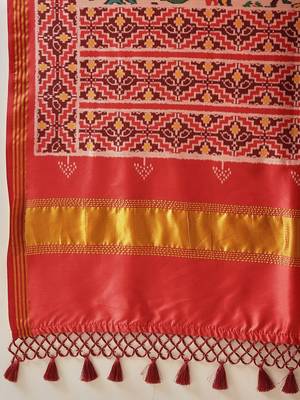 Pink woven art silk traditional saree with blouse piece 4