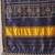Navy blue printed art silk ethnic saree with blouse piece
