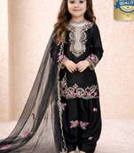 black pure heavy natural crepe salwar suit set with heavy embroidery sequence work - designer party wear