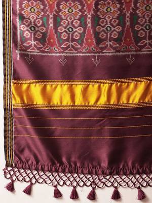 Maroon woven art silk traditional saree with blouse piece 4