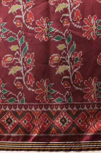 Maroon woven art silk traditional saree with blouse piece