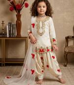 white pure heavy natural crepe salwar suit set with heavy embroidery sequence work - designer party wear