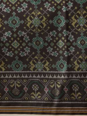 Black woven art silk traditional saree with blouse piece 5