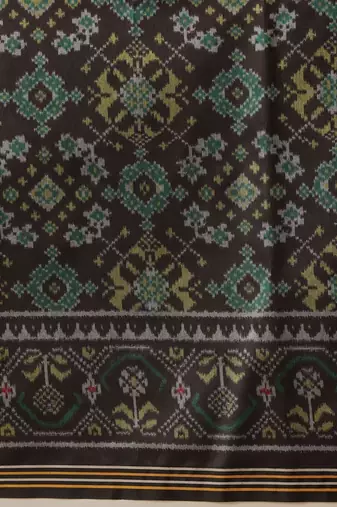 Black woven art silk traditional saree with blouse piece